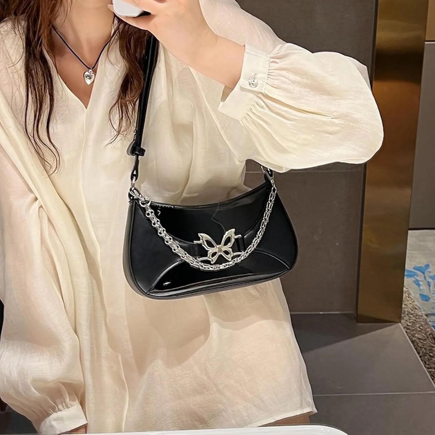 Bow Shoulder Bag for Women Small Womens Purses and Handbags Designer Hobo Bags with Zipper Everyday Crossbody Purse