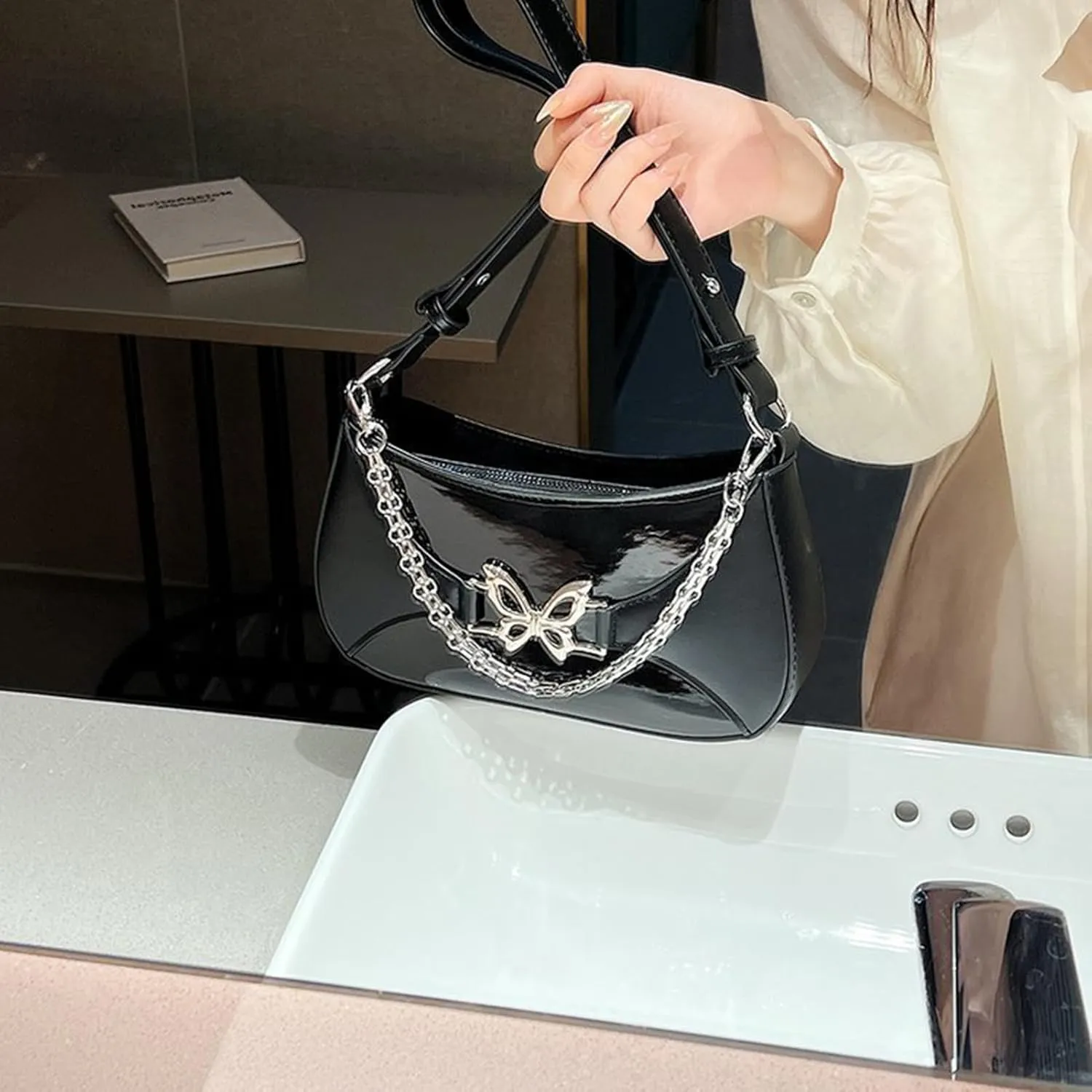 Bow Shoulder Bag for Women Small Womens Purses and Handbags Designer Hobo Bags with Zipper Everyday Crossbody Purse
