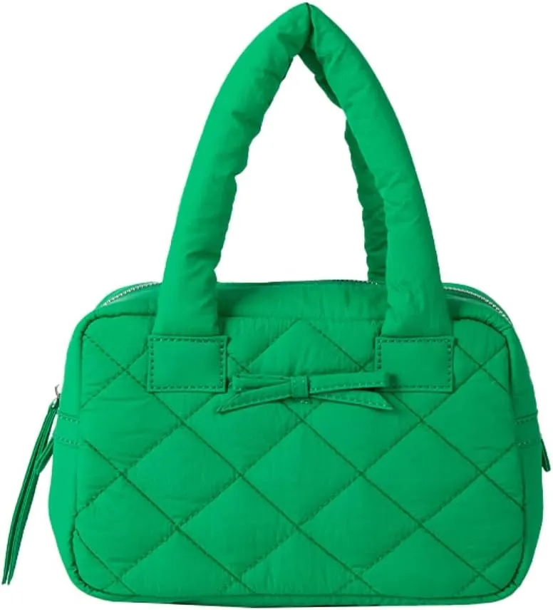 Bow Tie Purses for Women Puffer Boston Bag Quilted Handbags for Women Lightweight Padding Clutch Purse Bowknot Cloud Bag