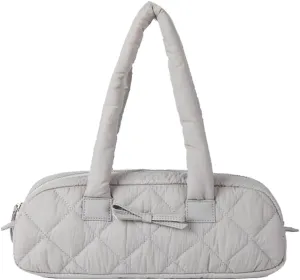 Bow Tie Purses for Women Puffer Boston Bag Quilted Handbags for Women Lightweight Padding Clutch Purse Bowknot Cloud Bag