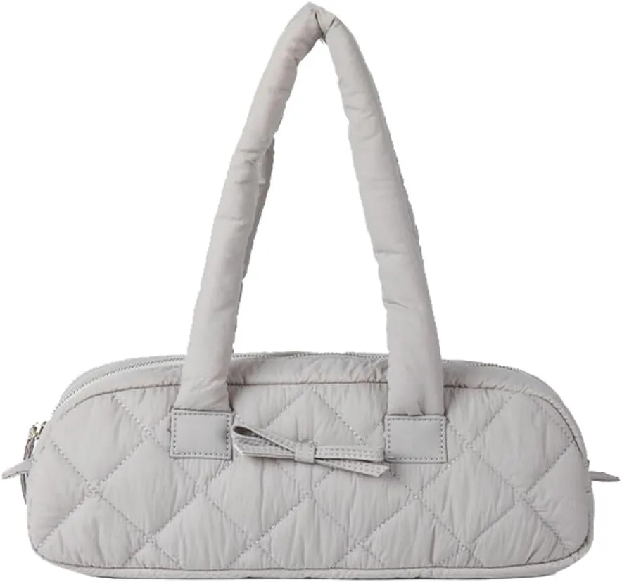 Bow Tie Purses for Women Puffer Boston Bag Quilted Handbags for Women Lightweight Padding Clutch Purse Bowknot Cloud Bag
