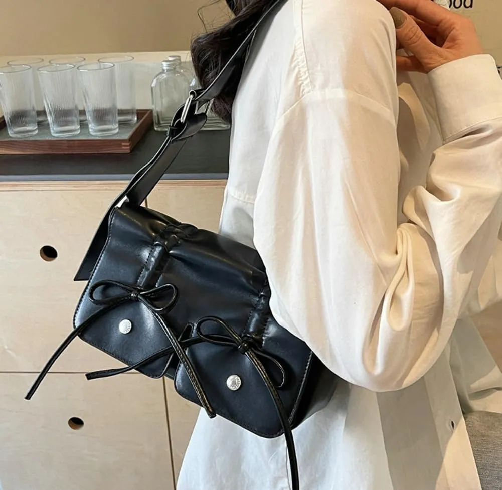 Bowknot Shoulder Bags for Women Fashion Tote Bag Purse with Cute Bow Casual Hobo Crossbody Bags Handbag