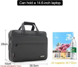 Briefcases for Men Canvas Tote Bag 14 Inches Laptop Case Large Shoulder Work Bags Office Messenger Expandable Waterproof