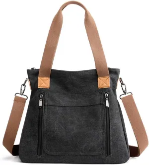Canvas Crossbody Bag for Women Vintage Multi-pocket Handbags Large Canvas Tote Work Shoulder Crossbody Bag for Womens
