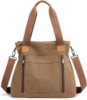 Canvas Crossbody Bag for Women Vintage Multi-pocket Handbags Large Canvas Tote Work Shoulder Crossbody Bag for Womens