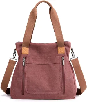 Canvas Crossbody Bag for Women Vintage Multi-pocket Handbags Large Canvas Tote Work Shoulder Crossbody Bag for Womens