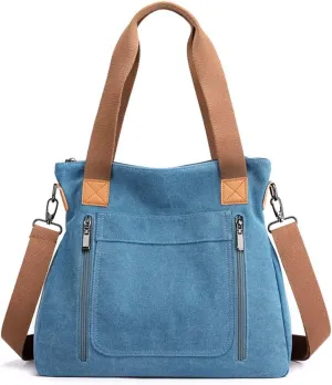 Canvas Crossbody Bag for Women Vintage Multi-pocket Handbags Large Canvas Tote Work Shoulder Crossbody Bag for Womens