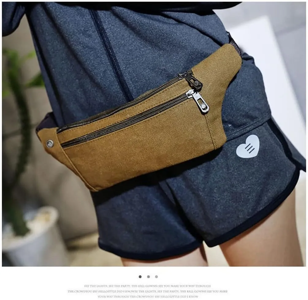 Canvas Men's Waist Packs Outdoor Sports Mountaineering Bag Fitness Running Chest Bag Mobile Phone Bag(C)