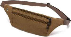 Canvas Men's Waist Packs Outdoor Sports Mountaineering Bag Fitness Running Chest Bag Mobile Phone Bag(C)