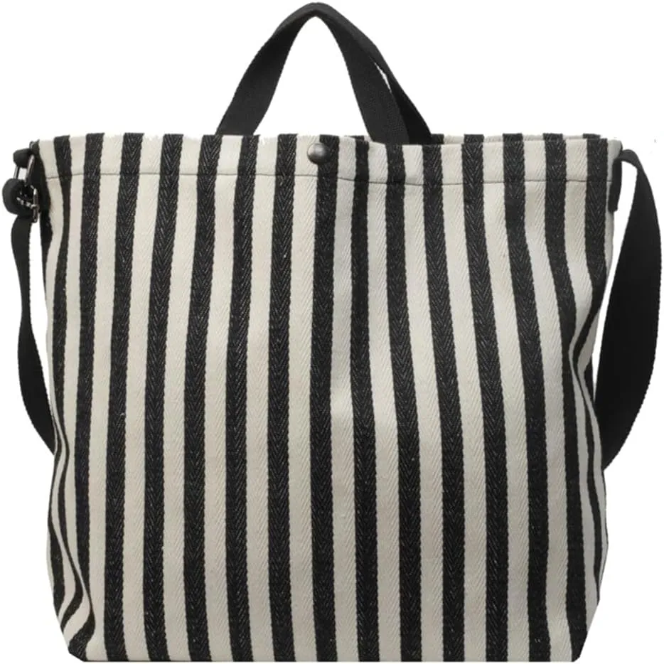 Canvas Tote Bag Hobo Bags for Women Striped Shoulder Bags Crossbody Bag Large Satchel Handbag Casual Purse