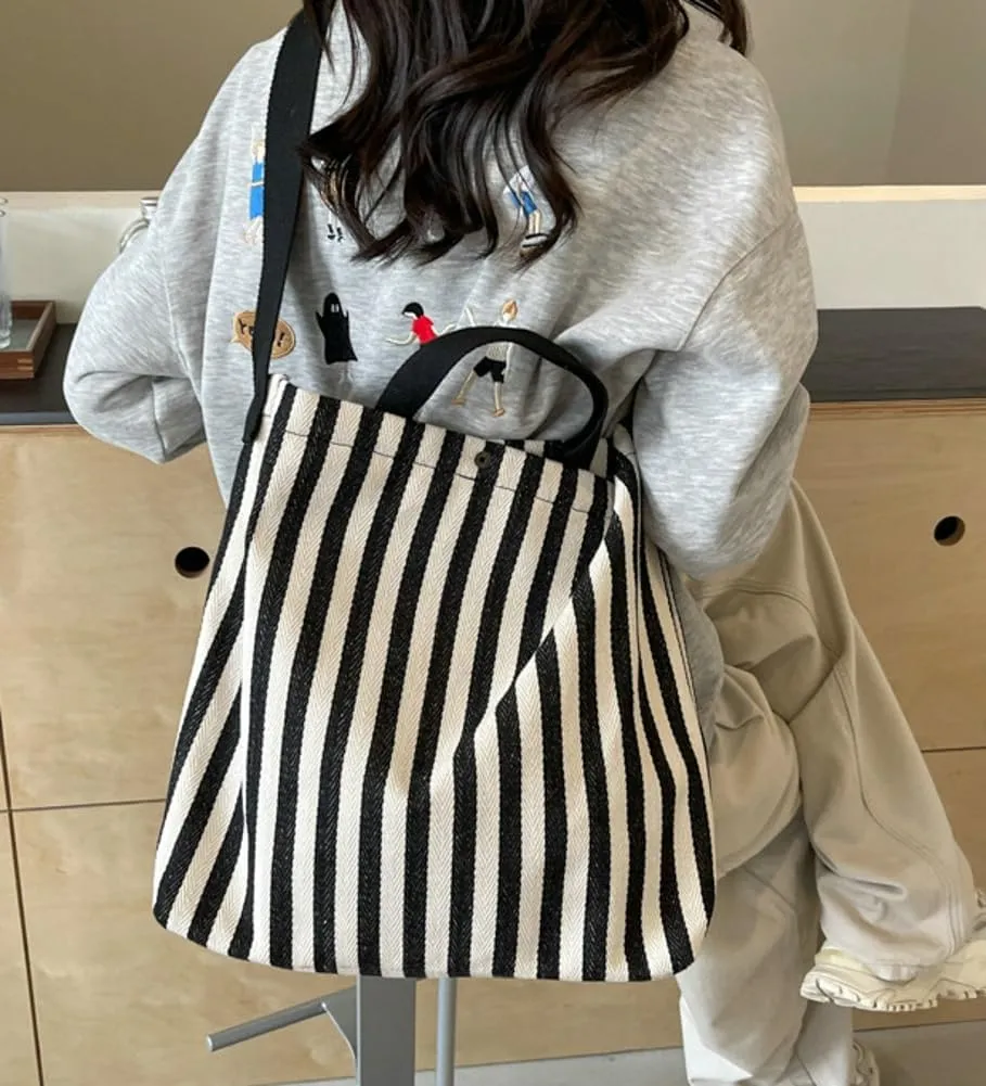 Canvas Tote Bag Hobo Bags for Women Striped Shoulder Bags Crossbody Bag Large Satchel Handbag Casual Purse
