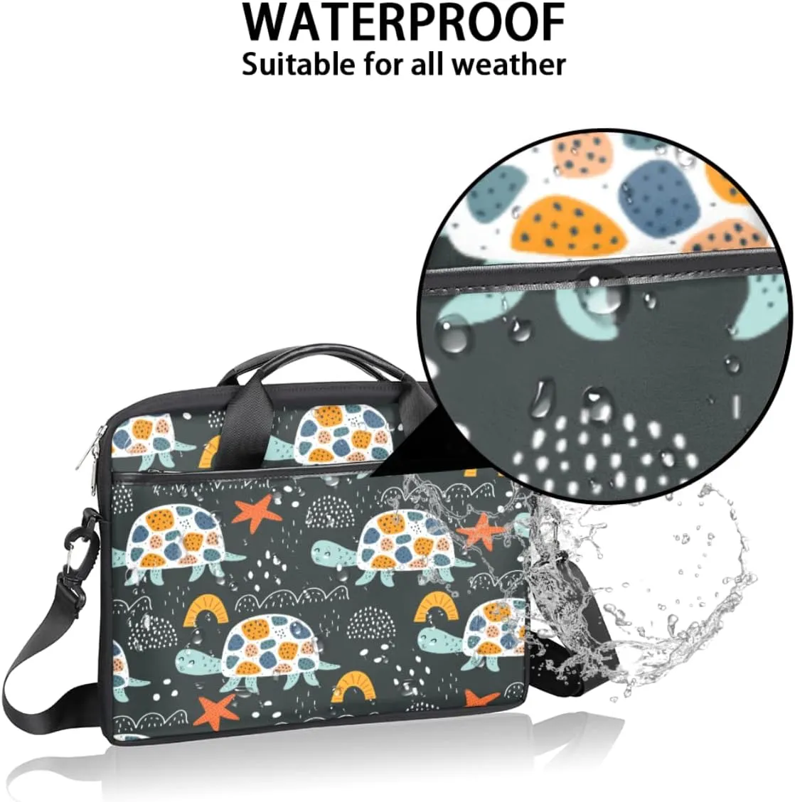 Cartoon Dog Animal Laptop Shoulder Messenger Bag Waterproof Laptop Briefcase Handle Padded Strap