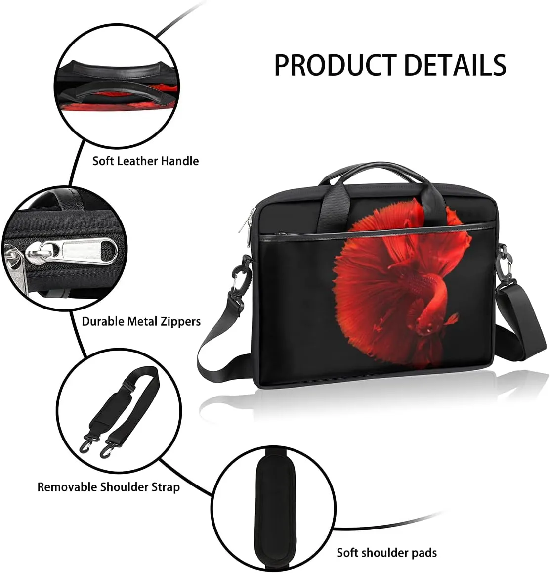 Cherry Blossom Cat Kitten Laptop Shoulder Messenger Bag Waterproof Laptop Briefcase Handle Padded Strap