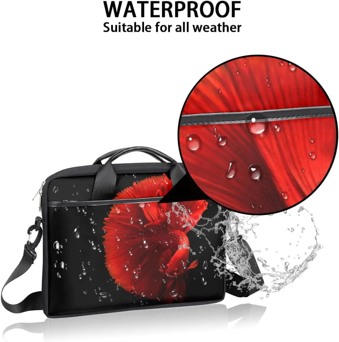 Cherry Blossom Cat Kitten Laptop Shoulder Messenger Bag Waterproof Laptop Briefcase Handle Padded Strap