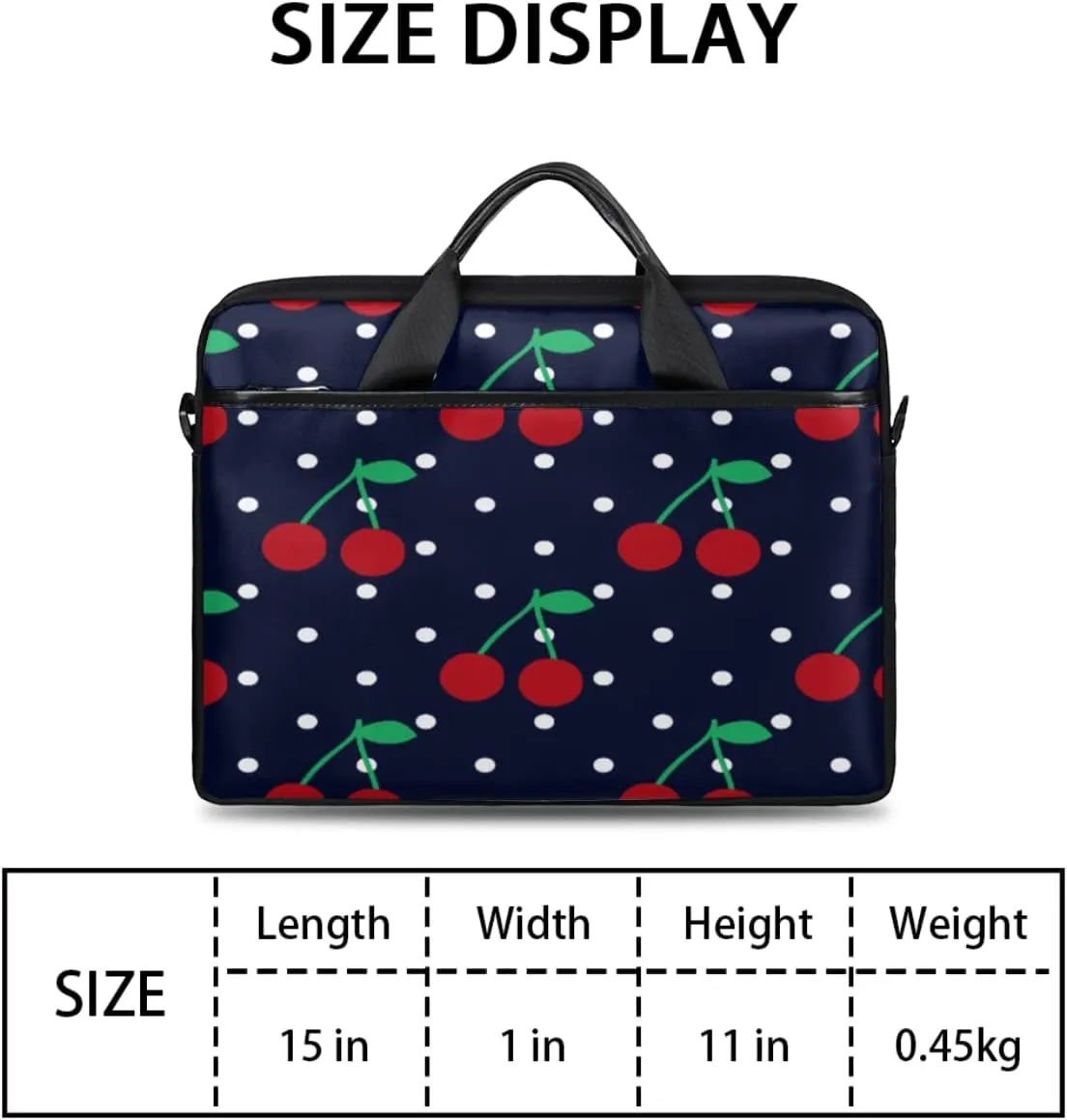 Cherry Dots Laptop Shoulder Messenger Bag Waterproof Laptop Briefcase with Handle and Padded Strap Case Sleeve