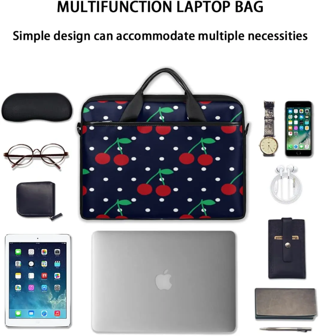 Cherry Dots Laptop Shoulder Messenger Bag Waterproof Laptop Briefcase with Handle and Padded Strap Case Sleeve