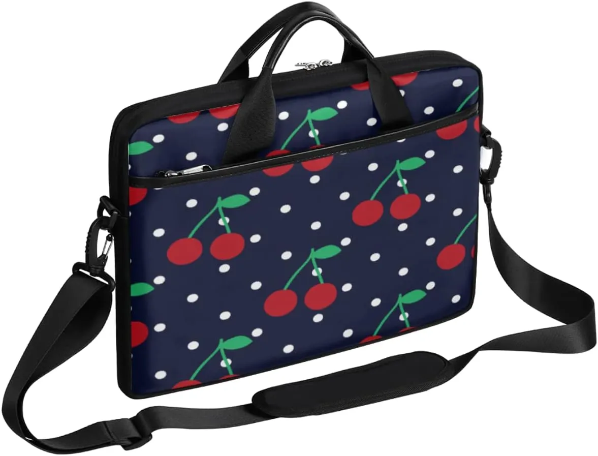 Cherry Dots Laptop Shoulder Messenger Bag Waterproof Laptop Briefcase with Handle and Padded Strap Case Sleeve