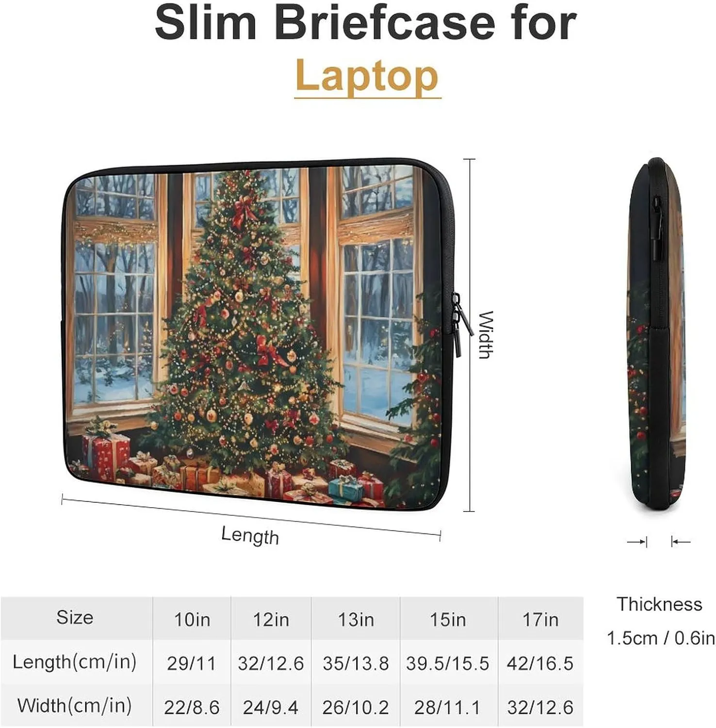 Christmas Tree Laptop Case Sleeve Bag 10inch Durable Shockproof Protective Computer Carrying Cover Briefcase