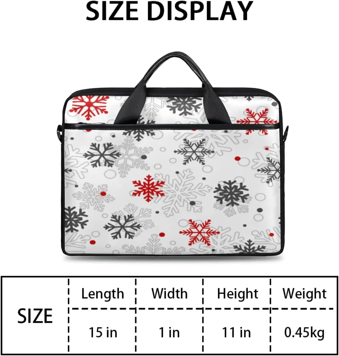 Christmas Winter White Snowflakes Laptop Shoulder Messenger Bag Waterproof Laptop Briefcase