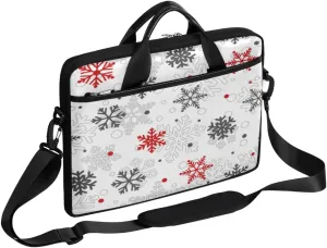 Christmas Winter White Snowflakes Laptop Shoulder Messenger Bag Waterproof Laptop Briefcase