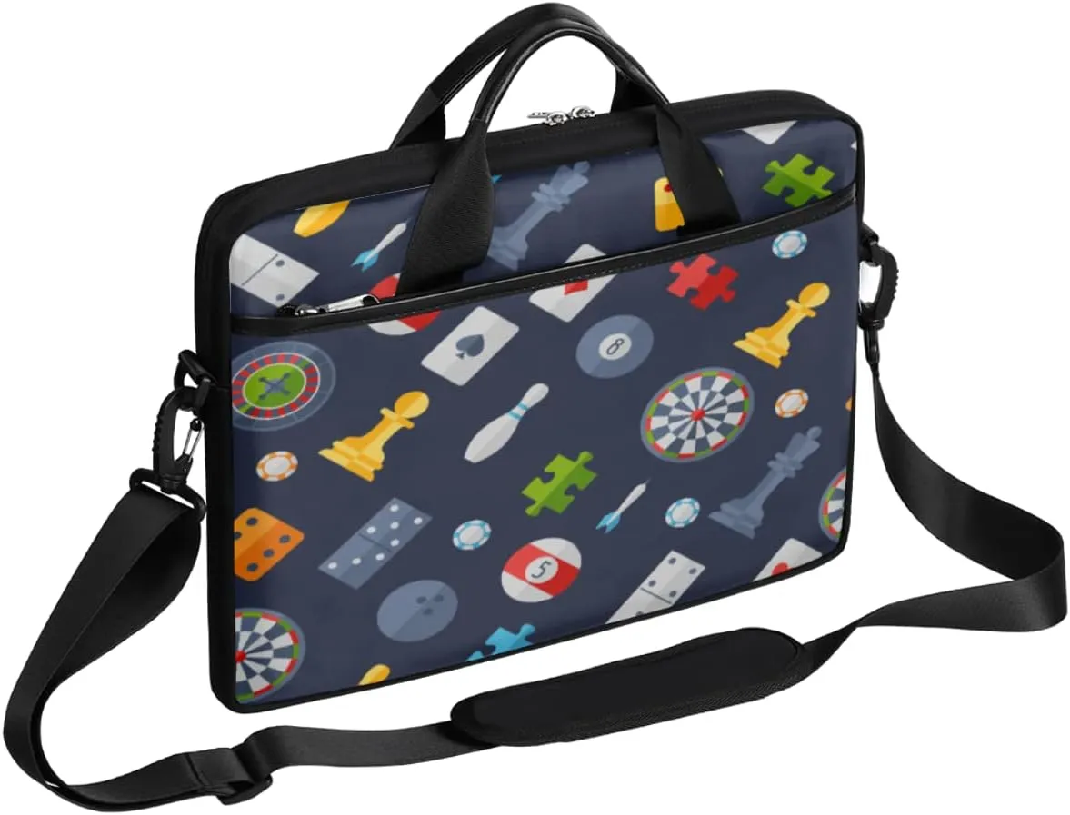 Classical Game Casino Theme Laptop Shoulder Messenger Bag Waterproof Laptop Briefcase with Handle and Padded Strap Case Sleeve for 13 13.3 14 15.6 Inch Laptop Case