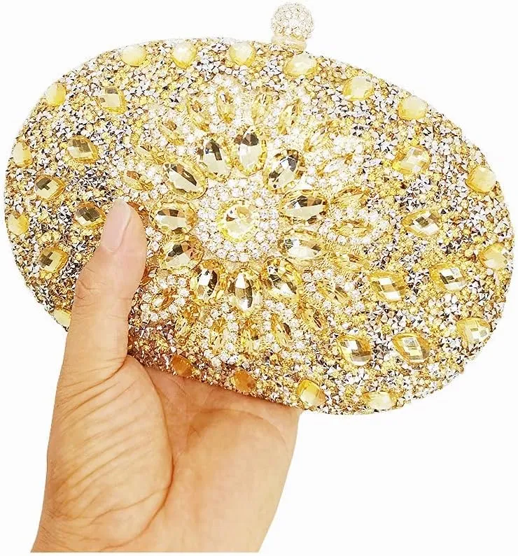 Clutch Purses for Women Evening Bag Nude Purse Luxury Handbag Bride Wallet Glitter Multicolor Rhinestone Bags
