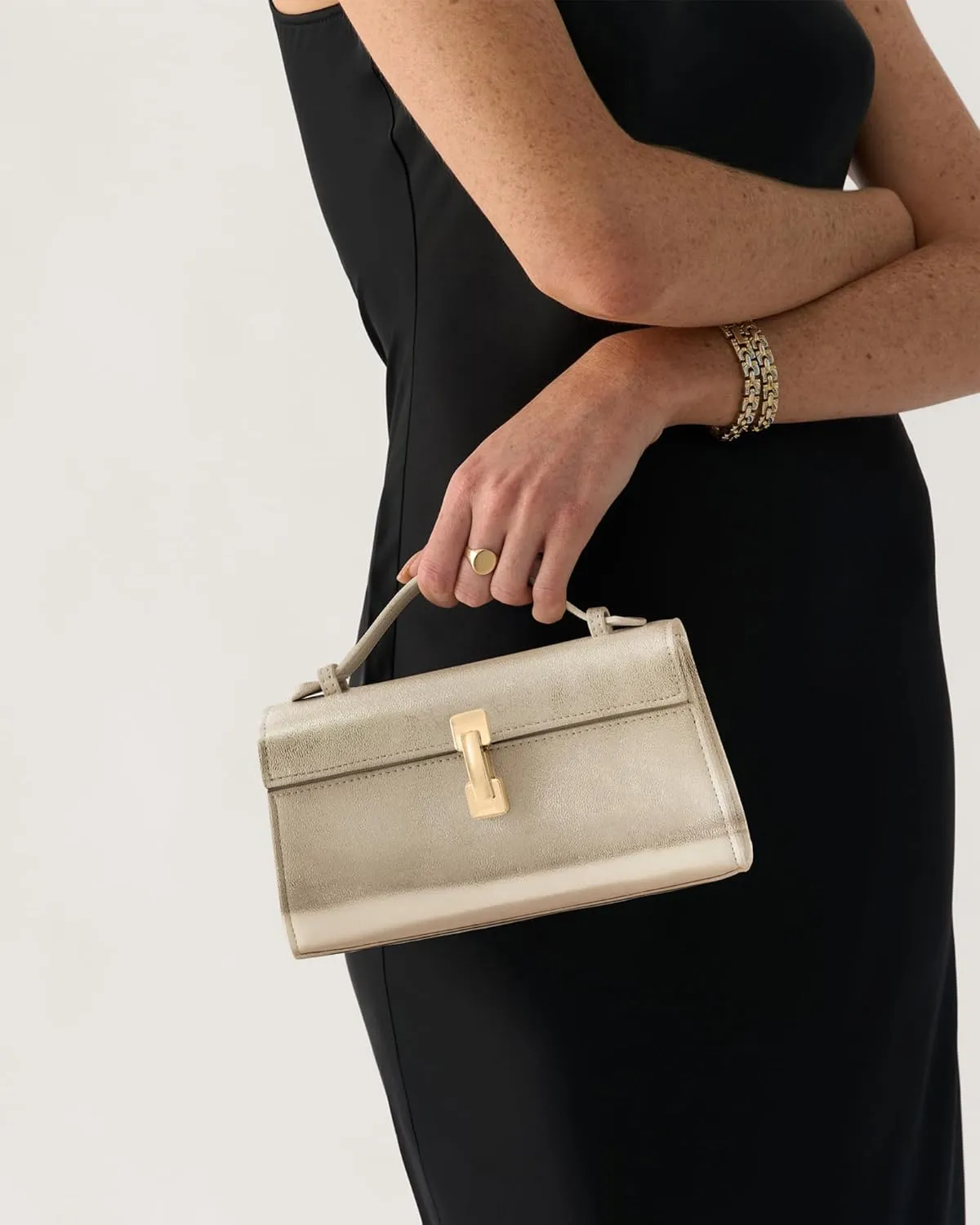Clutch Purses for Women - Small Purse Top Handle - Evening Bag - Adjustable Crossbody Handbag - Trendy PU Leather