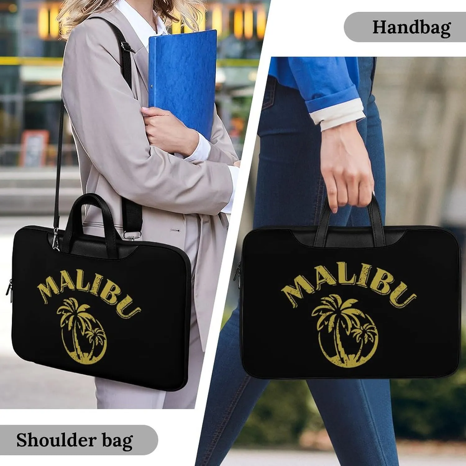 Coconut Trees in Malibu Leather Bag Laptop Case Slim Water Resistant Computer Bags with Handle Briefcase for Work
