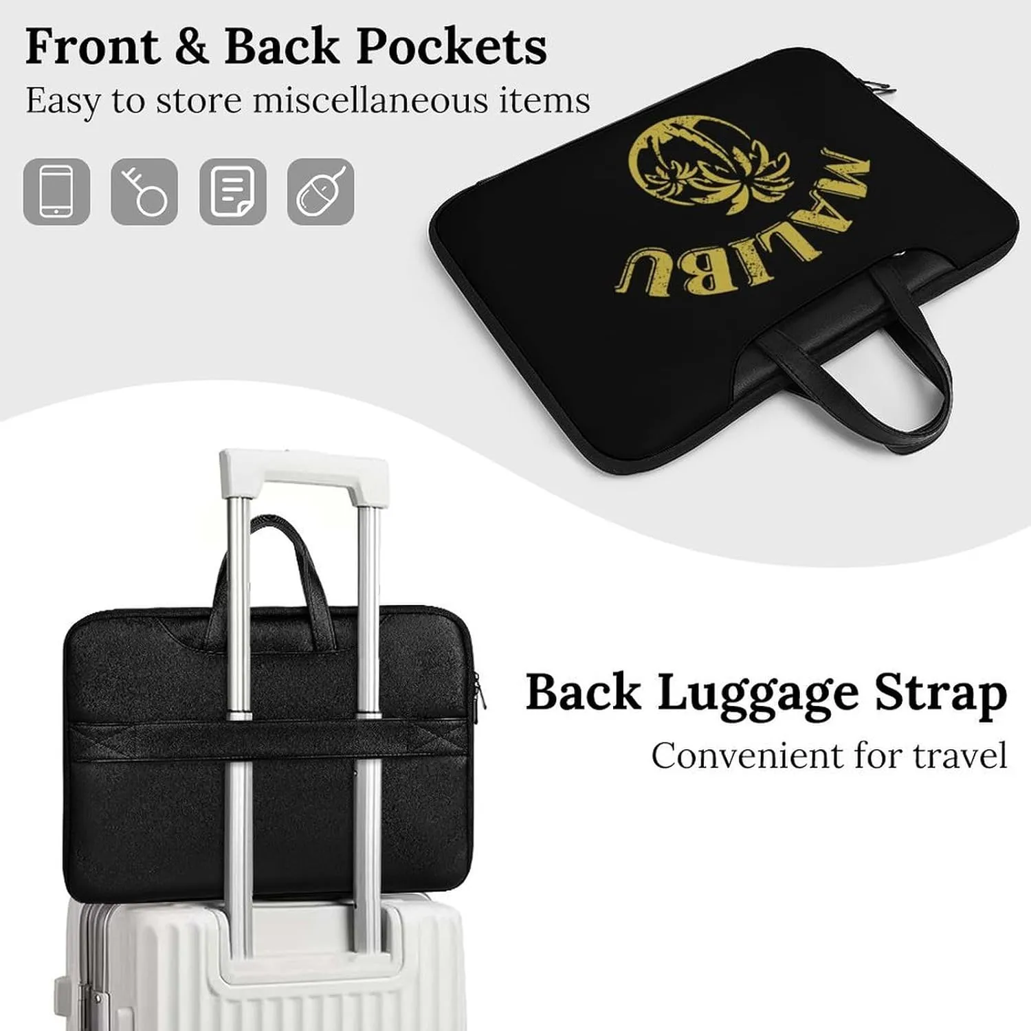 Coconut Trees in Malibu Leather Bag Laptop Case Slim Water Resistant Computer Bags with Handle Briefcase for Work
