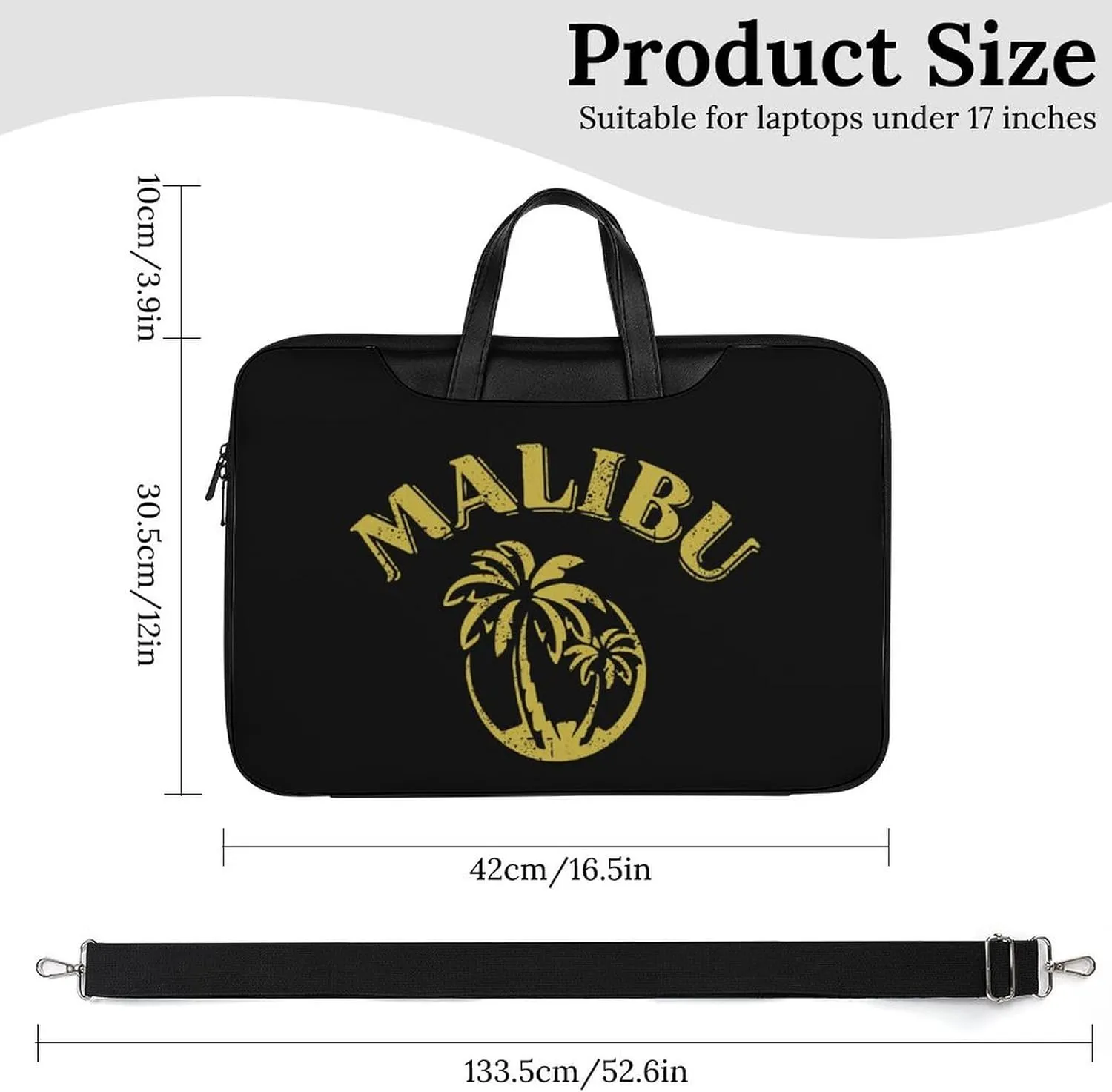 Coconut Trees in Malibu Leather Bag Laptop Case Slim Water Resistant Computer Bags with Handle Briefcase for Work