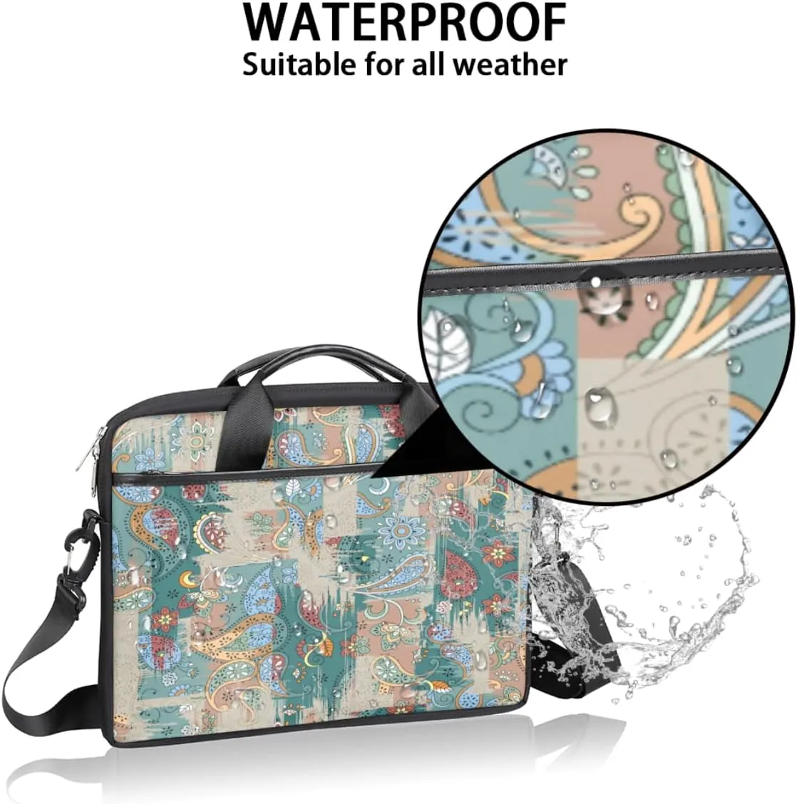 Color Mushroom Fungus Plant Printing Laptop Shoulder Messenger Bag Waterproof Laptop Briefcase