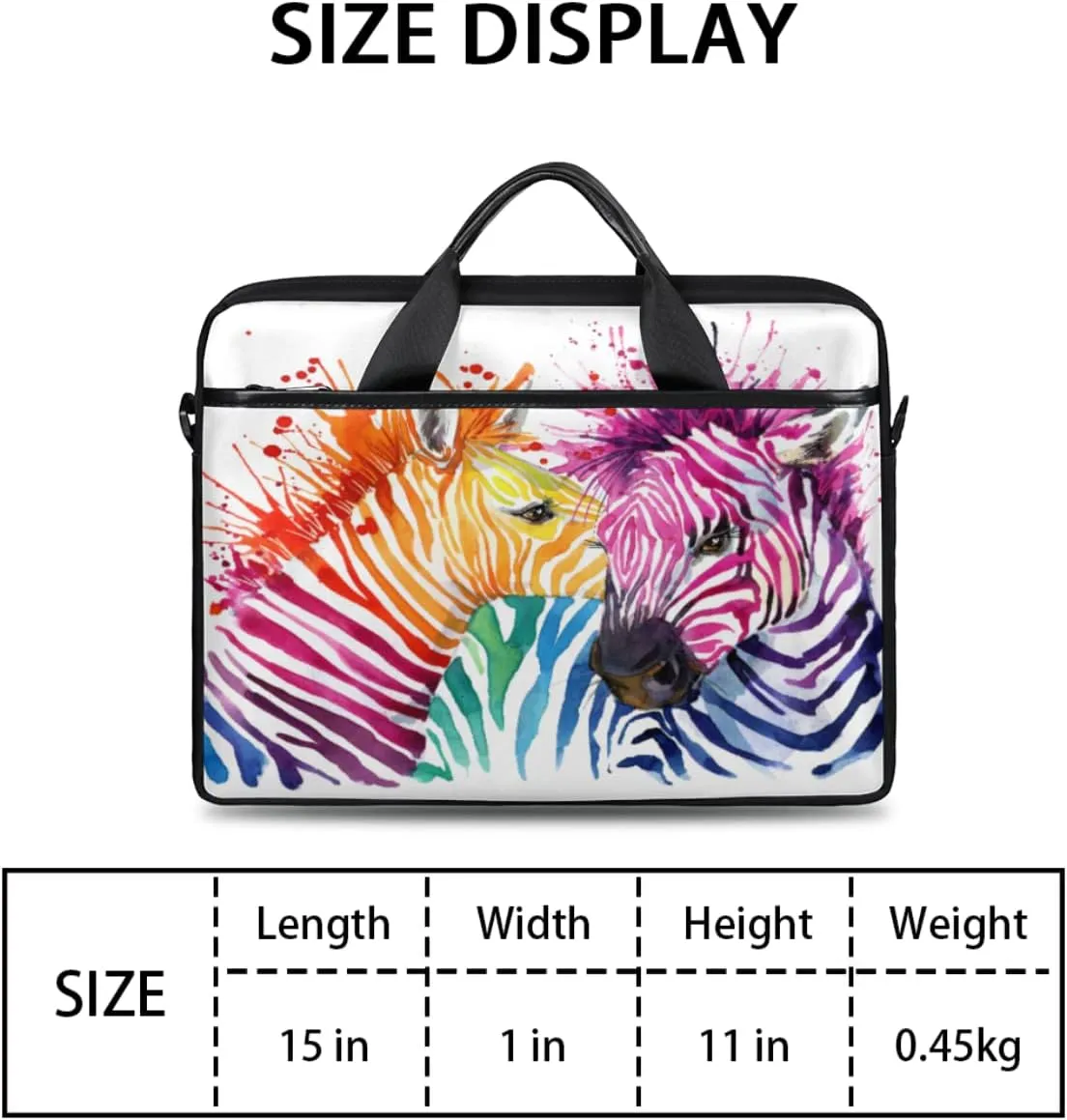 Colorful Animal Print Laptop Shoulder Messenger Bag Waterproof Laptop Briefcase with Handle and Padded Strap Case Sleeve