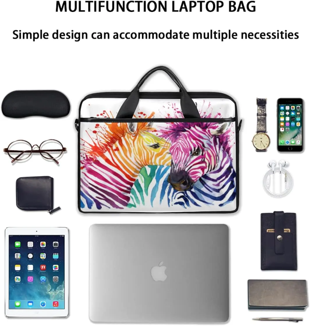 Colorful Animal Print Laptop Shoulder Messenger Bag Waterproof Laptop Briefcase with Handle and Padded Strap Case Sleeve