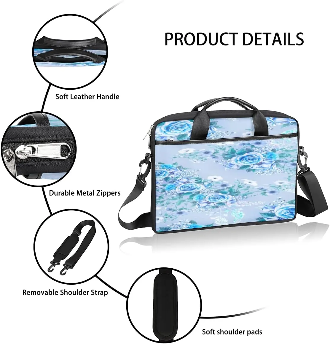 Colorful Feather Peacock Beautiful Laptop Shoulder Messenger Bag Waterproof Laptop Briefcase