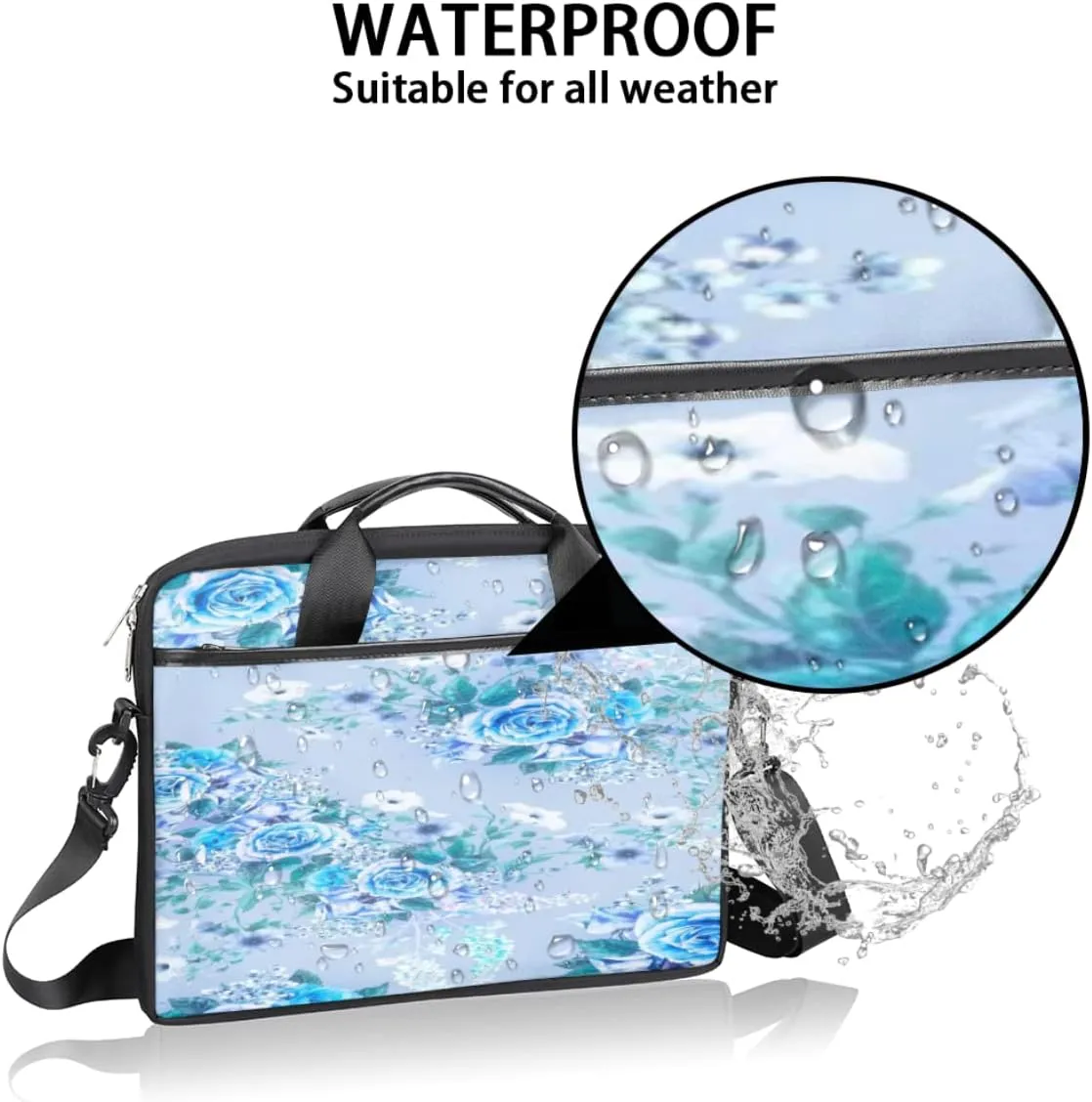 Colorful Feather Peacock Beautiful Laptop Shoulder Messenger Bag Waterproof Laptop Briefcase