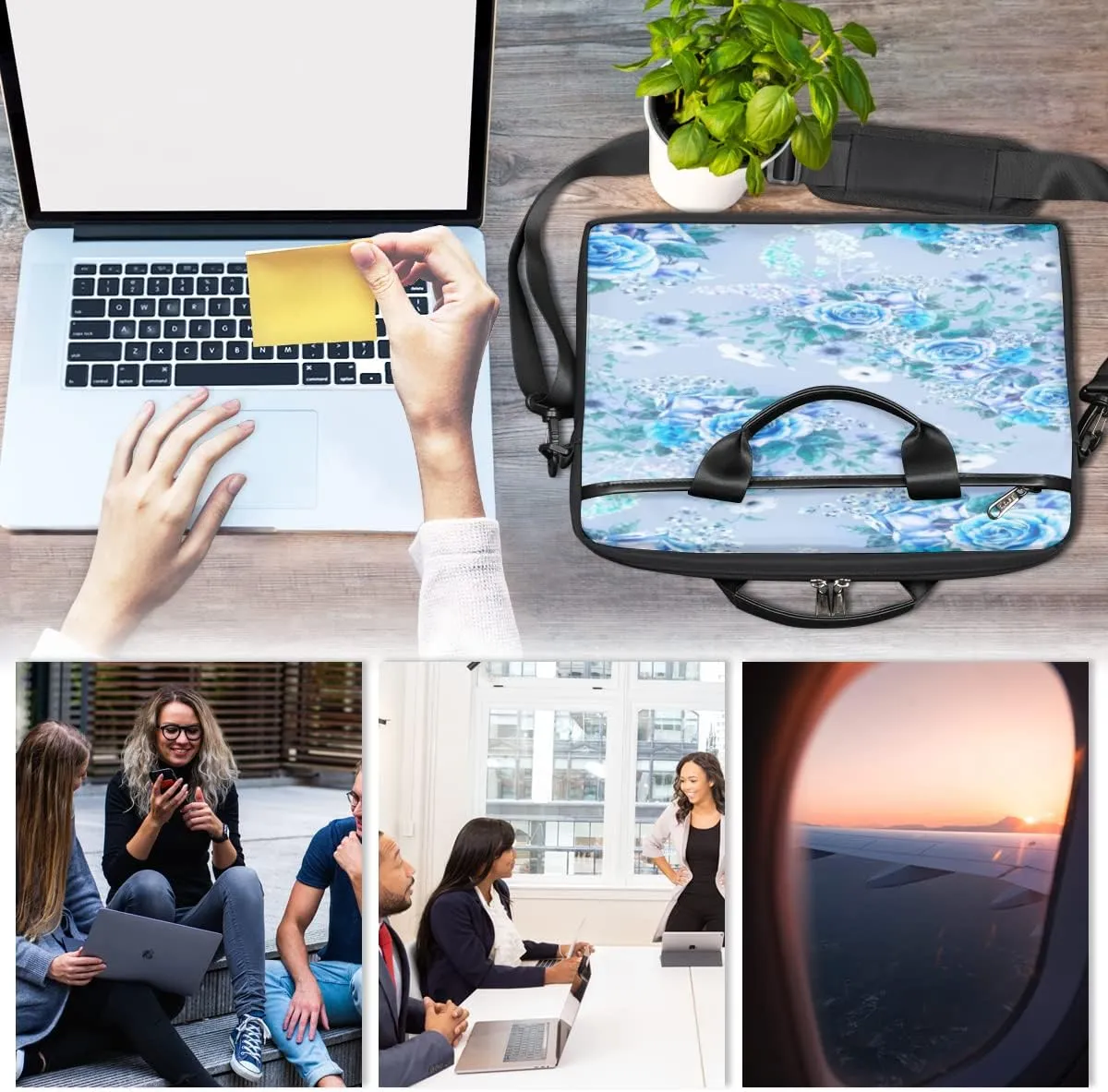 Colorful Feather Peacock Beautiful Laptop Shoulder Messenger Bag Waterproof Laptop Briefcase