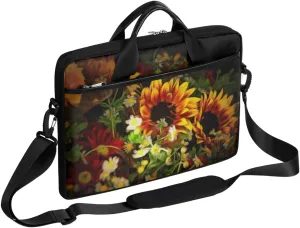 Colorful Flower Skull Laptop Shoulder Messenger Bag Waterproof Laptop Briefcase with Handle and Padded Strap Case Sleeve