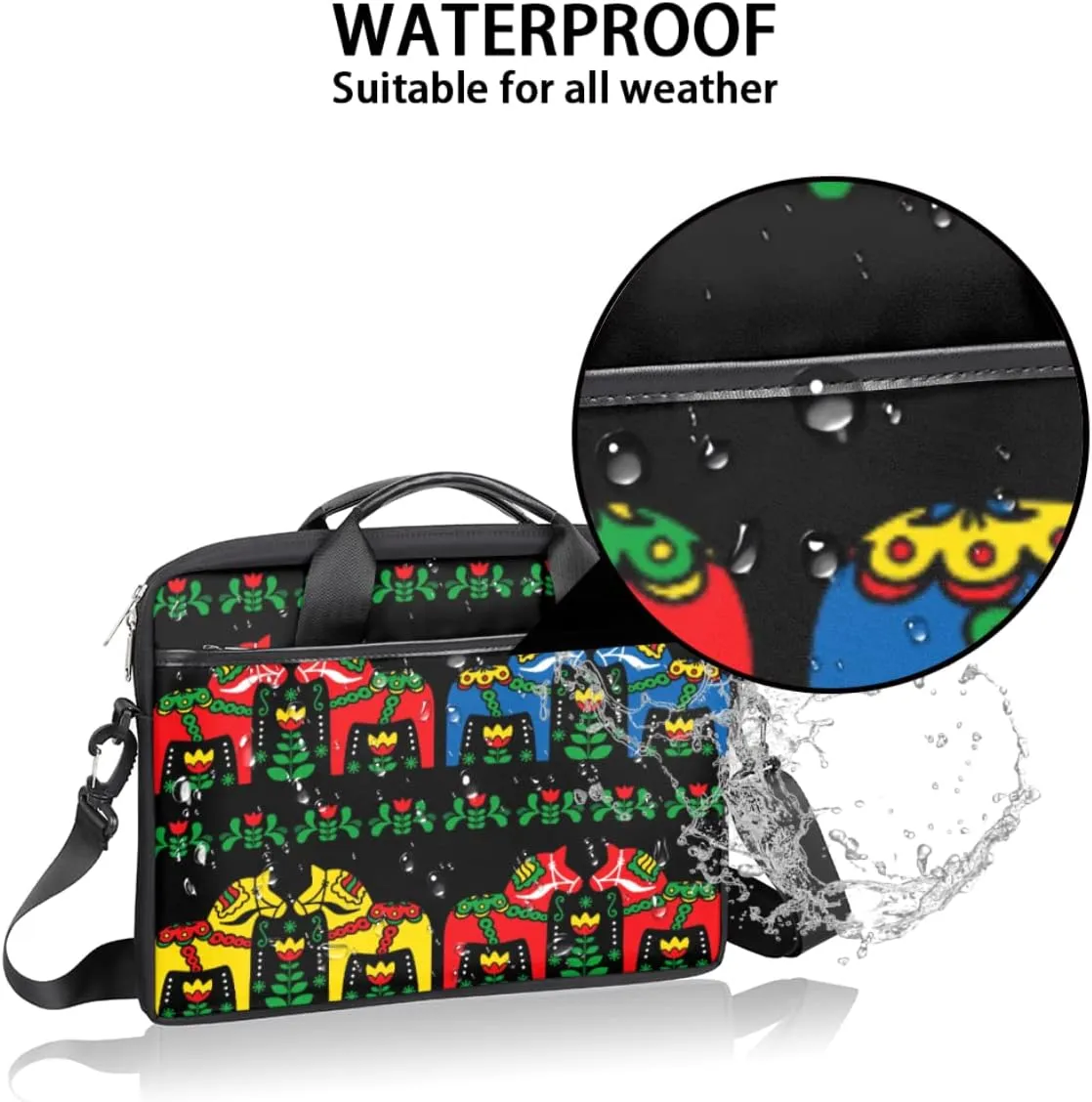 Colorful Flower Skull Laptop Shoulder Messenger Bag Waterproof Laptop Briefcase with Handle and Padded Strap Case Sleeve