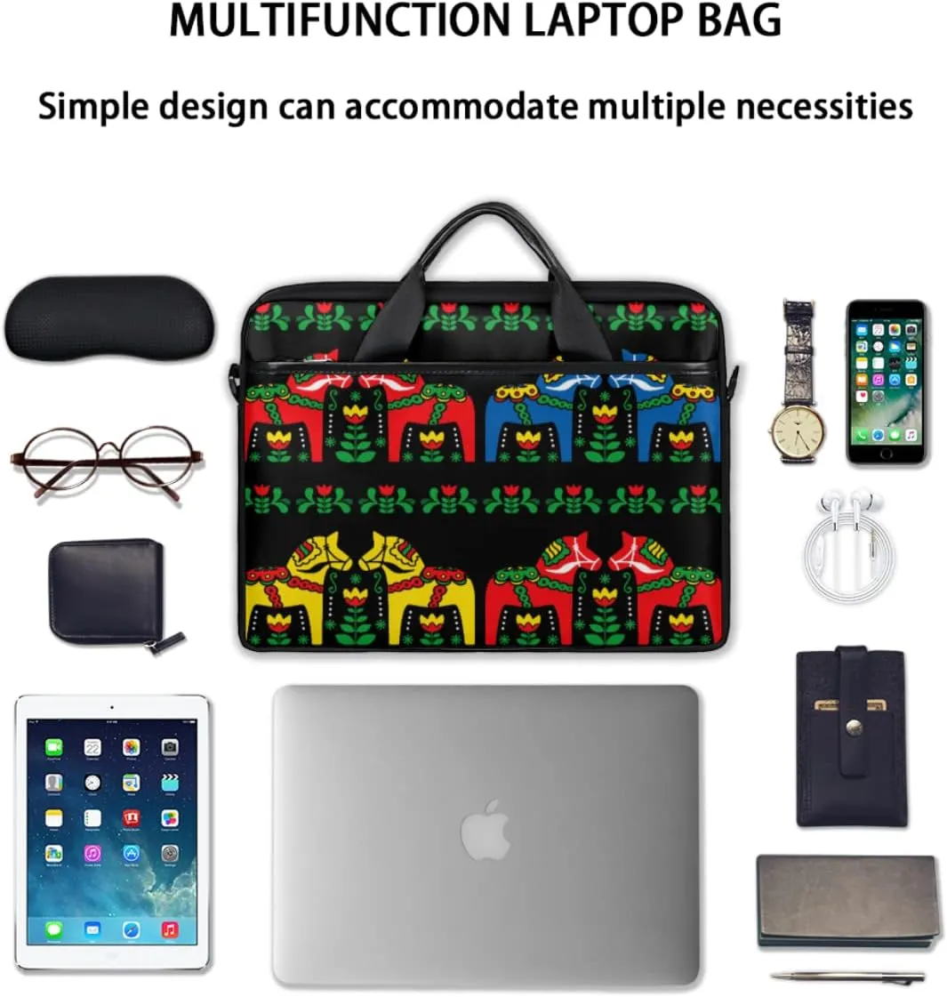 Colorful Flower Skull Laptop Shoulder Messenger Bag Waterproof Laptop Briefcase with Handle and Padded Strap Case Sleeve