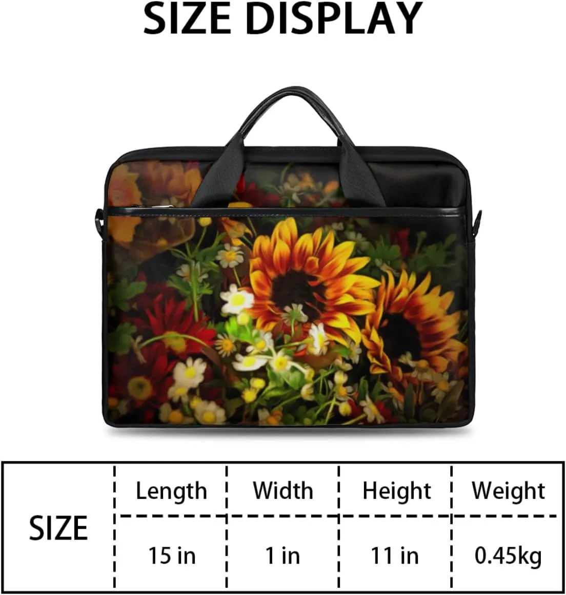 Colorful Flower Skull Laptop Shoulder Messenger Bag Waterproof Laptop Briefcase with Handle and Padded Strap Case Sleeve