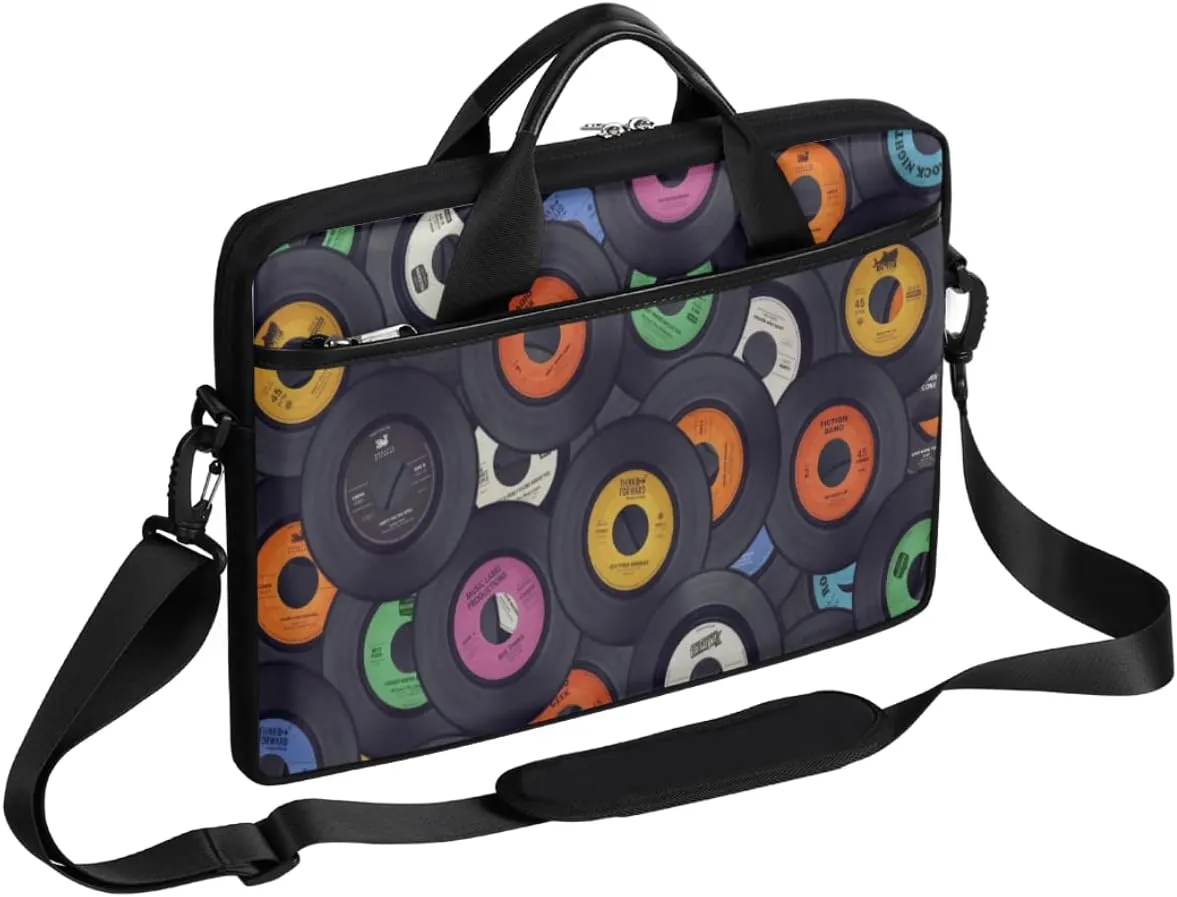 Colorful Music Theme Laptop Shoulder Messenger Bag Waterproof Laptop Briefcase with Handle and Padded Strap Case Sleeve
