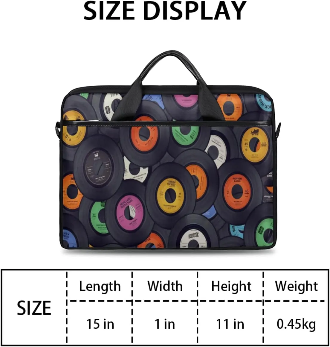 Colorful Music Theme Laptop Shoulder Messenger Bag Waterproof Laptop Briefcase with Handle and Padded Strap Case Sleeve