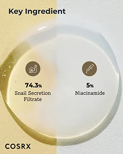 COSRX Niacinamide 5%   Snail Mucin 74% Dual Essence, Anti aging Face Serum for Dull Skin, Hydrating, Brightening, Repairing, 2.70 fl.oz / 80ml, Sensitive Skin, Not Tested on Animals, Korean Skincare