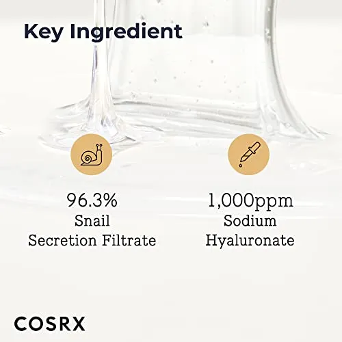 COSRX Snail Mucin 96% Power Repairing Essence 3.38 fl.oz 100ml, Hydrating Serum for Face with Snail Secretion Filtrate for Dull & Damaged Skin, Not Tested on Animals, No Parabens, Korean Skincare