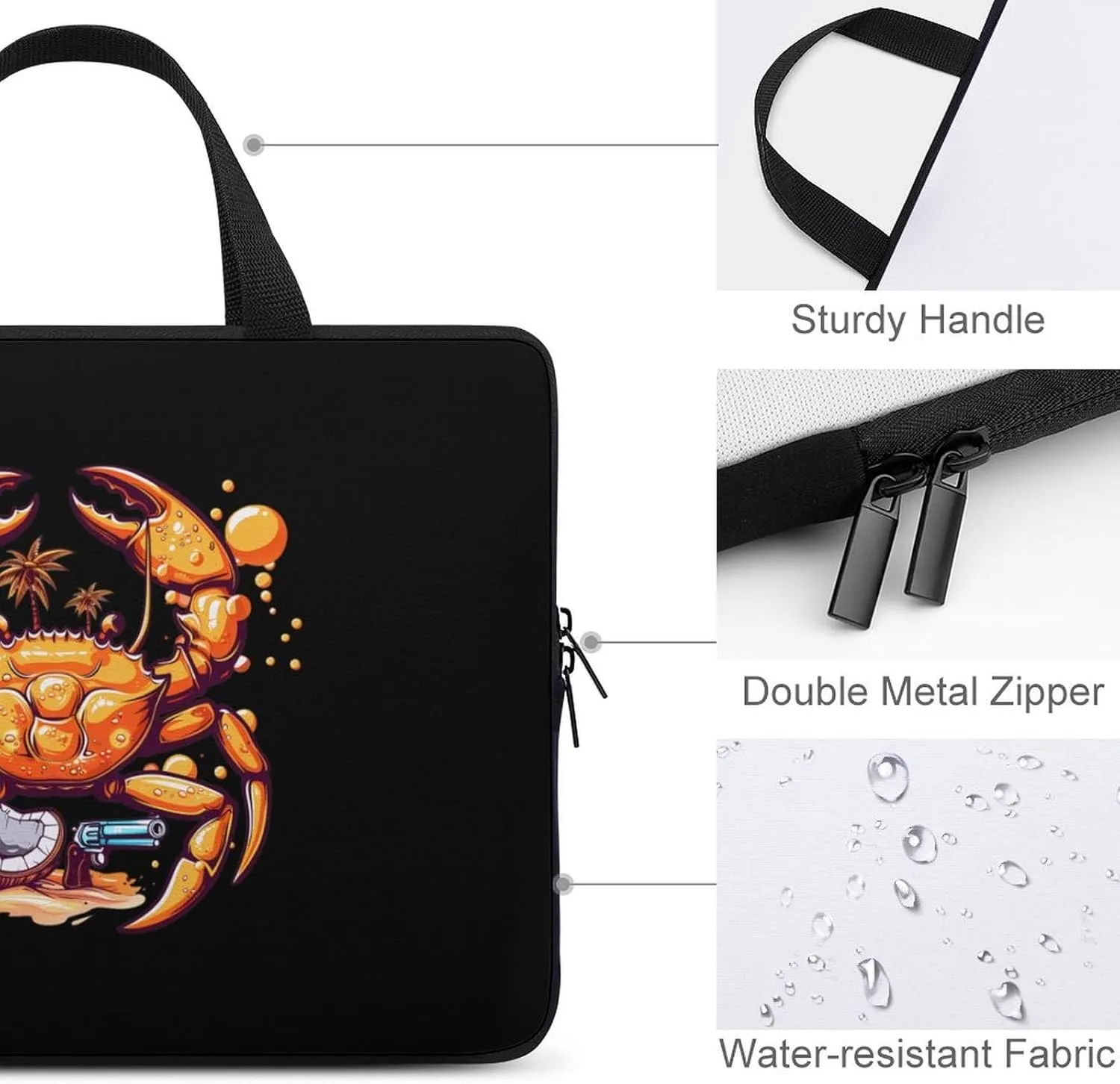 Crab Gun Laptop Case Laptop Bag Laptop Sleeve with Handle Computer Case Carrying Cover 15inch