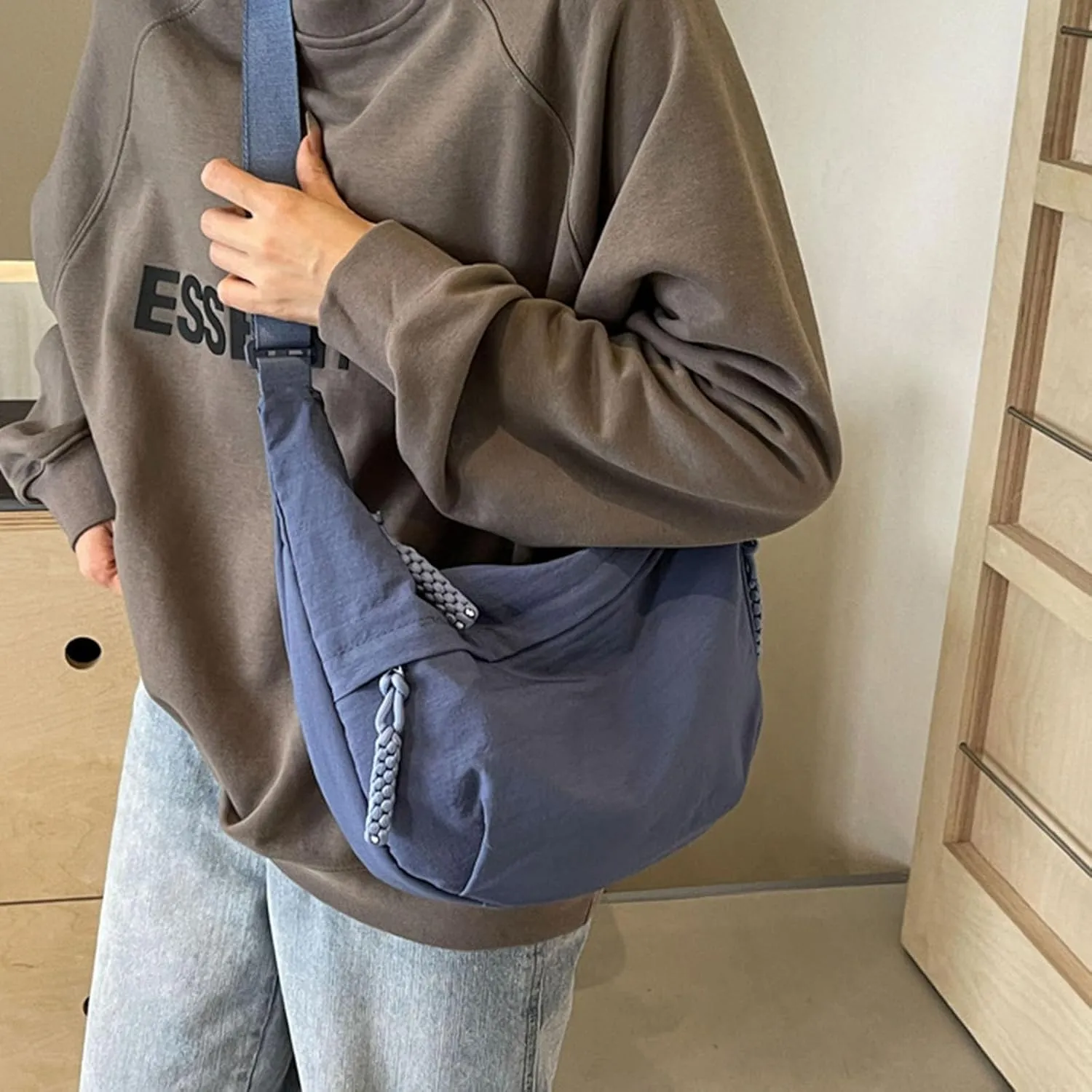 Crescent Crossbody Bags for Women Baggu Crescent Bag Nylon Shoulder Bag Casual Slouchy Sling Hobo Bags Tote Handbag