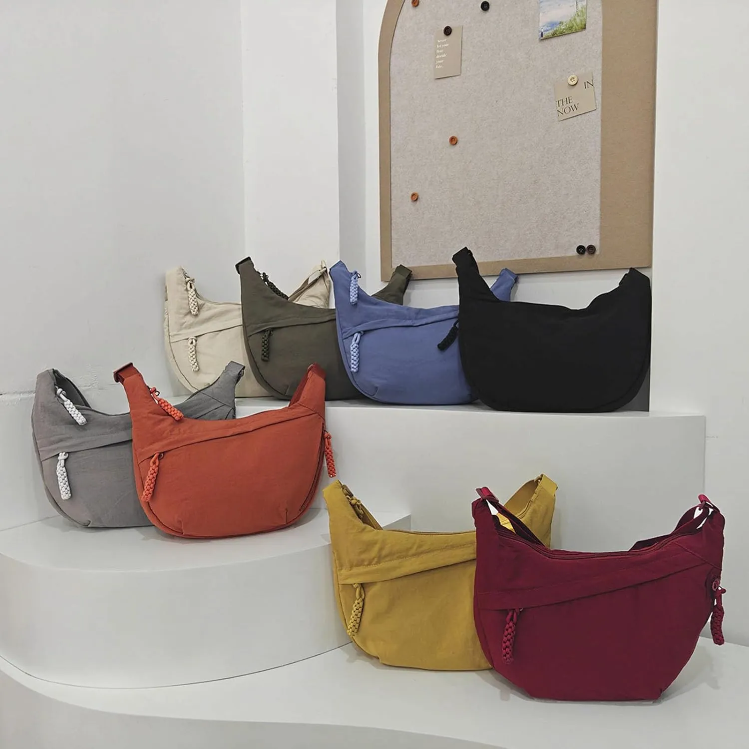 Crescent Crossbody Bags for Women Baggu Crescent Bag Nylon Shoulder Bag Casual Slouchy Sling Hobo Bags Tote Handbag