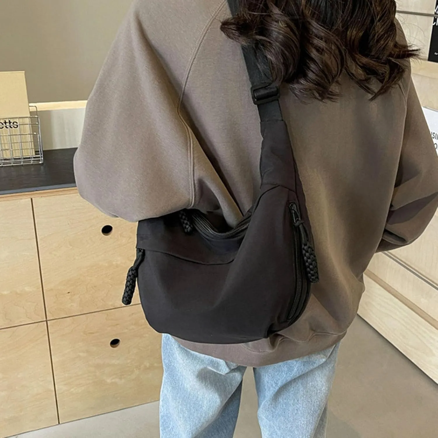 Crescent Crossbody Bags for Women Baggu Crescent Bag Nylon Shoulder Bag Casual Slouchy Sling Hobo Bags Tote Handbag
