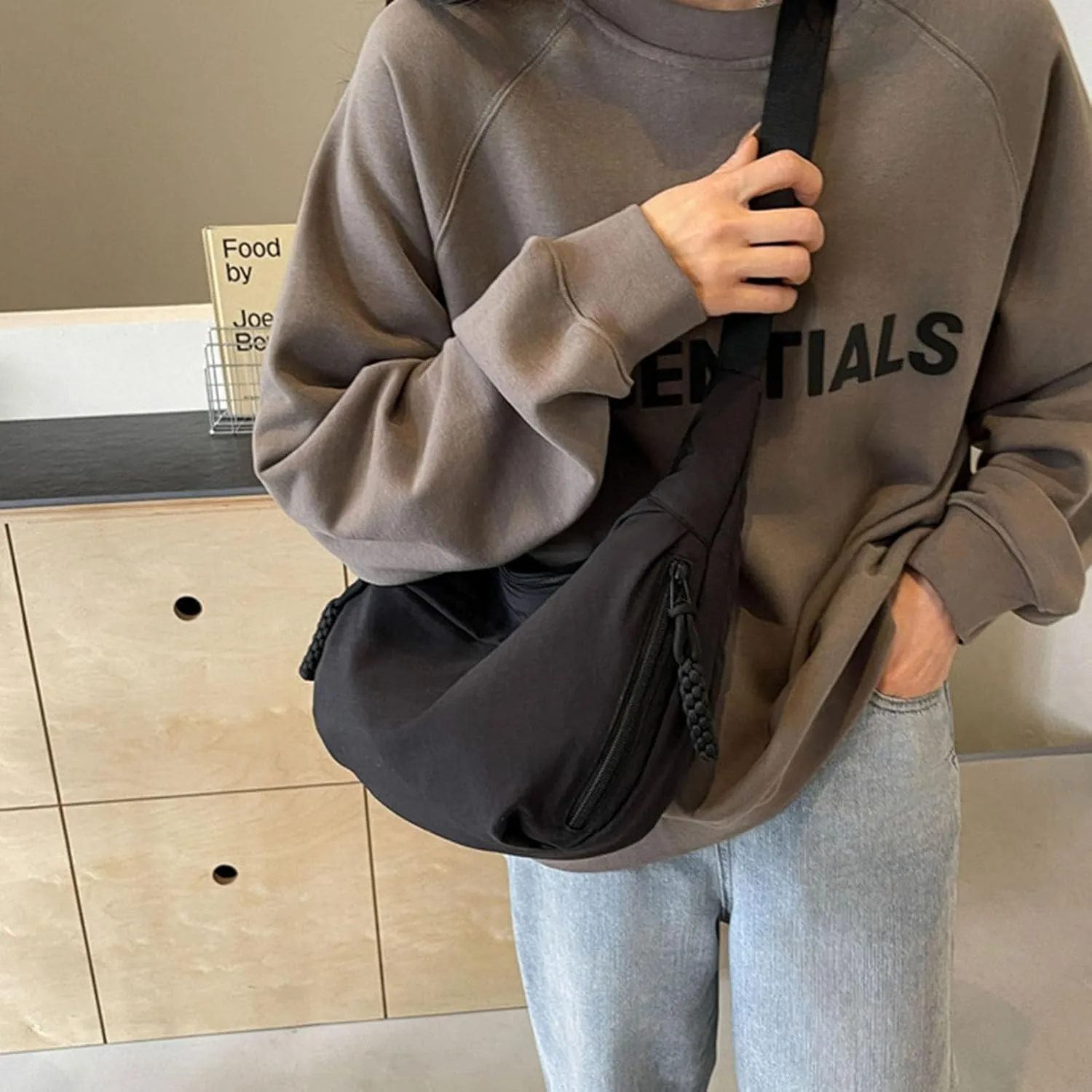 Crescent Crossbody Bags for Women Baggu Crescent Bag Nylon Shoulder Bag Casual Slouchy Sling Hobo Bags Tote Handbag