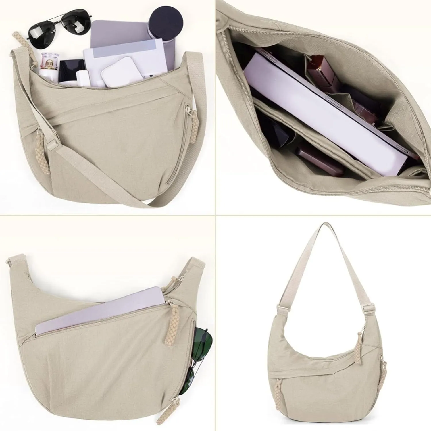 Crescent Crossbody Bags for Women Baggu Crescent Bag Nylon Shoulder Bag Casual Slouchy Sling Hobo Bags Tote Handbag